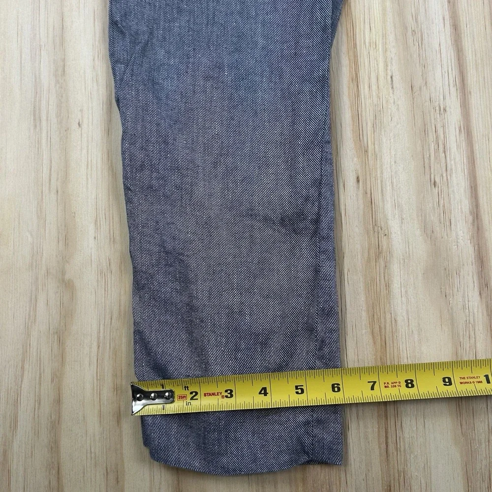 Banana Republic Avery Pants Womens Size 4L Long Blue Linen Blend Trousers